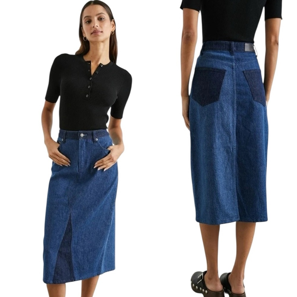 Rails 25 Highland Skirt Indigo Patchwork Denim, Pencil Skirt